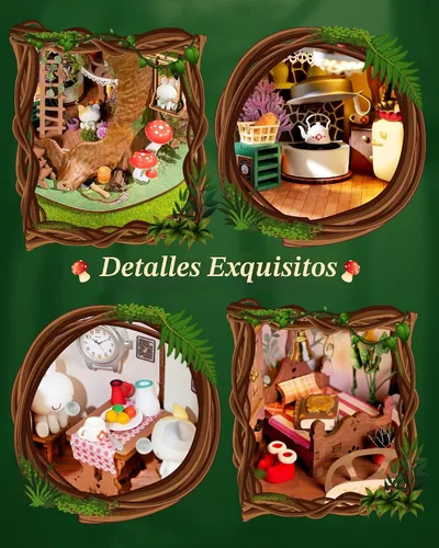 Vista 5 de Rolife DIY - Kits de casa de hadas en miniatura del bosque - Casa del árbol de cuento de hadas