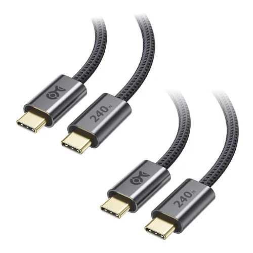 Vista 9 de Cable Matters Cable trenzado de carga rápida USB C de 240W - 3 pies, cable USBC a USBC, sin video, cable de carga rápida de 240W tipo C compatible