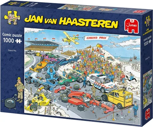 Vista 4 de Jumbo, Jan Van Haasteren - Rompecabezas de 1000 piezas para adultos con diseño único de cómic "Grand Prix