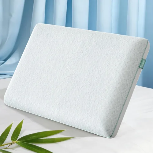 Vista 10 de Almohada de espuma viscoelástica de gel Cool Touch, suave y transpirable, almohada plana para dormir boca abajo y espalda, almohada ortopédica