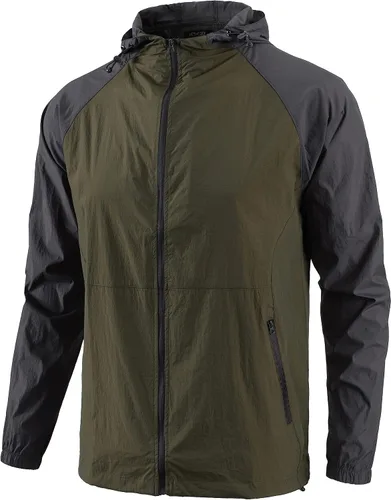 Vista 3 de Chaqueta ligera con capucha y cremallera completa para hombre, impermeable, para senderismo