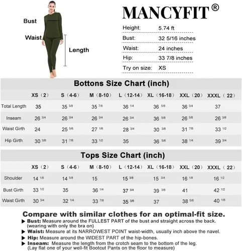 Vista 7 de MANCYFIT - Conjunto de ropa interior térmica para mujer con forro polar ultra suave