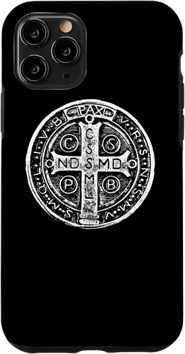 Vista 29 de Funda cristiana católica para iPhone 16 con medalla de San Benito de San Benito
