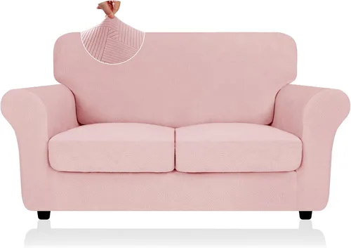 Vista 23 de ZNSAYOTX 2026 Funda de silla a rayas de 2 piezas (79 cm - 117 cm), funda de sillón elástica gruesa con banda elástica antideslizante y lazos