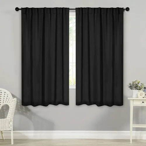 Vista 40 de BLUENILEMILLS Paneles de cortinas opacas para oscurecer la habitación con bolsillo para barra/pestañas traseras, cortinas perfectas para ventanas