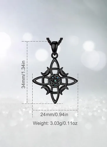 Vista 6 de CELESTIA Nudo de Bruja Plata 925 - Collar de plata de ley original con nudo de brujas para mujer, cadena extensora de 20 pulgadas + 2 pulgadas