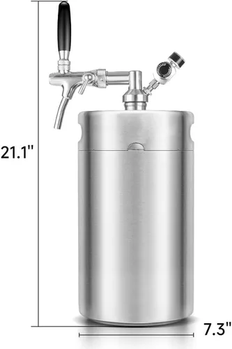 Vista 2 de Mini Barril Growler de 270 OZ, Sistema Dispensador Presurizado para el Hogar con Grifo Ajustable que Mantiene la Carbonación y Frescura para Cerveza