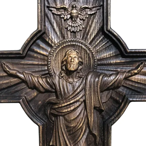 Vista 5 de Crucifijo de madera Crucifijo Salvador Jesús. Cruz católica tallada en madera religiosa. regalo cristiano grande