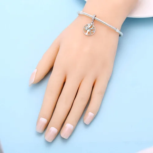 Vista 6 de SOUKISS Abalorio de plata de ley 925 con diseño de árbol de la vida familiar para pulsera europea