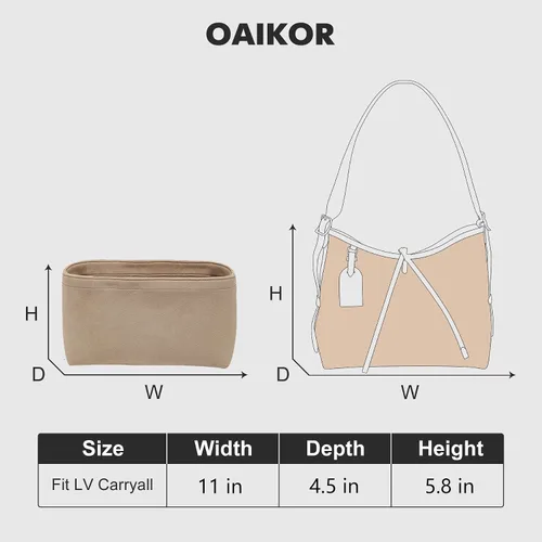 Vista 6 de Organizador de bolso de terciopelo suave para lv Carryall PM, negro Beige