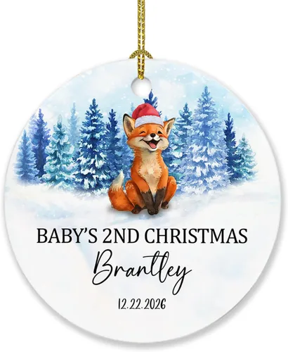 Vista 19 de Adorno de Navidad de la segunda Navidad del bebé 2026, marco de fotos de corona, adorno de segunda Navidad para papá, mamá, nombre de bebé