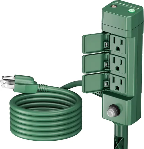 Vista 8 de BN-LINK - Temporizador de estaca para exteriores con temporizador mecánico, 6 tomas de tierra - Cable de 1.8 m, resistente a la intemperie