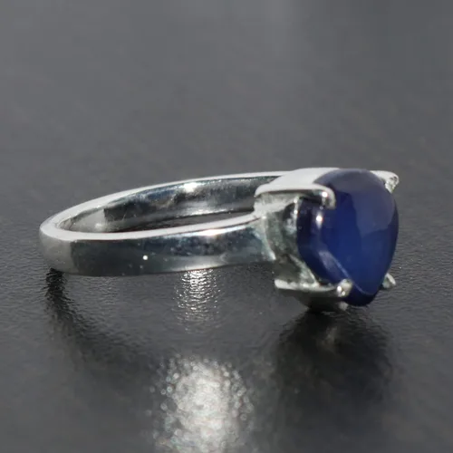 Vista 2 de GEMHUB Anillo de plata de ley de 1410 quilates con zafiro de estrella azul para mujer anillo de piedra natal con forma de pera anillo de diamantes
