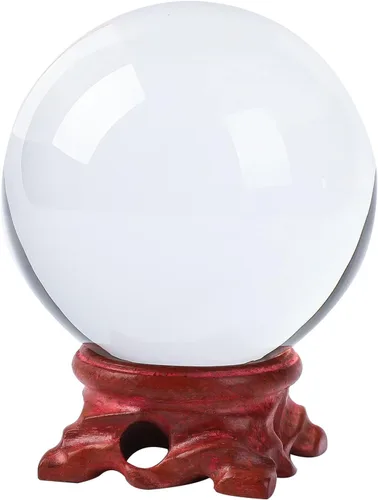 Vista 10 de Bola de Cristal Ámbar Pequeña 60mm/2.3 pulgadas con Soporte de Madera Rosa y Caja de Regalo para Fotografía de Lensball, Adivinadora, Feng Shui