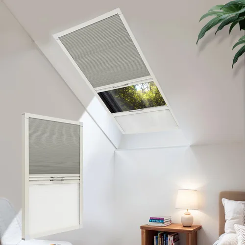 Vista 40 de Persianas de tragaluz con bloqueo de luz para techo, persianas celulares sin cables, aislamiento térmico, persianas de panal para techo, ventanas