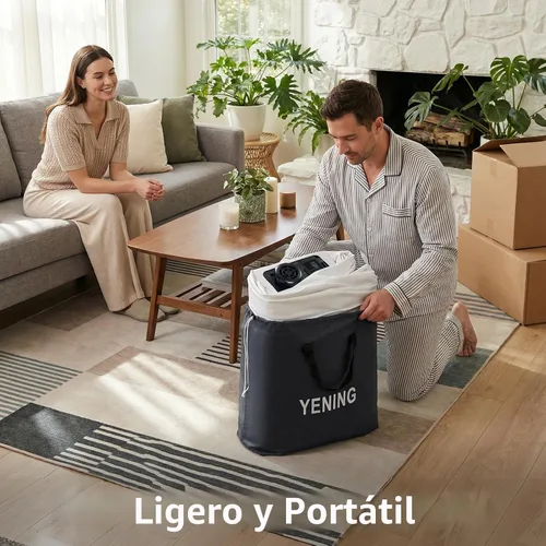 Vista 6 de YENING Colchón de aire tamaño completo con bomba incorporada, cama elevada doble inflable, cama de aire hinchable para camping eléctrico de 18 Beige