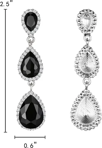Vista 118 de EleQueen Pendientes de cristal austriaco en tono dorado para mujer, forma de pera de 2.5 pulgadas, color esmeralda