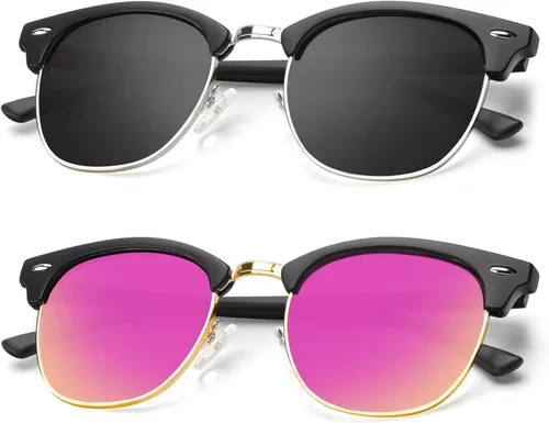 Vista 61 de KALIYADI Gafas de sol polarizadas para hombres y mujeres, marco semi sin montura, para conducir con bloqueo UV A01-(1 Pack) Tortuga Mate G15