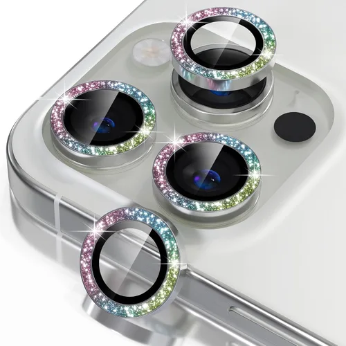 Vista 63 de Misea Compatible con iPhone 16 Pro/iPhone 16 Pro Max, protector de lente de cámara de vidrio templado Ultra-HD, protector de pantalla de anillo Negro