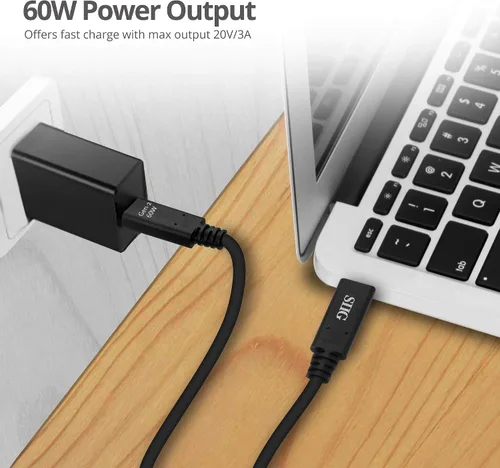 Vista 4 de SIIG Cable USB 3.1 Tipo-C Gen 2 4K60Hz 60W PD 10Gbps velocidad de transferencia, puerto Thunderbolt 3 certificado USB-IF compatible con MacBook Pro
