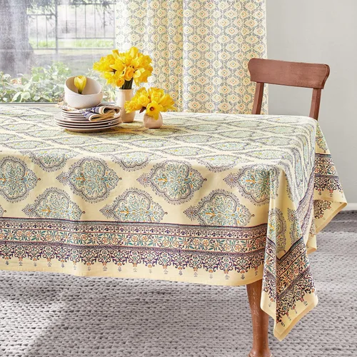 Vista 20 de Saffron Marigold Mantel redondo impreso a mano – Pink Dahlia Daydreams lujoso 100% algodón, lavable, para decoración del hogar, cocina, café o mesa