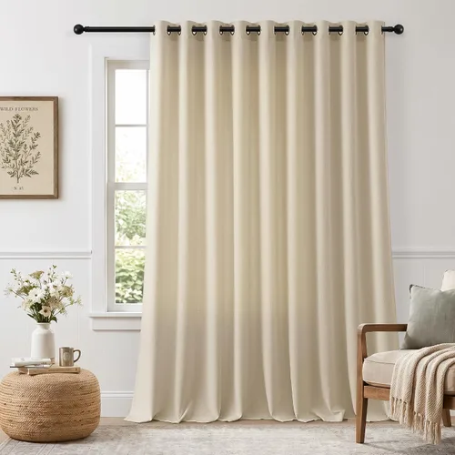 Vista 13 de Cortinas de avena con ojales DUKIYO de 96 pulgadas de largo para sala de estar, comedor, juego de 2 paneles, cortinas de arena y beige
