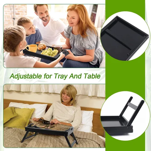 Vista 4 de Bandeja de cama con patas plegables con asas Bandeja de comida para desayuno Mesa para comer en el sofá