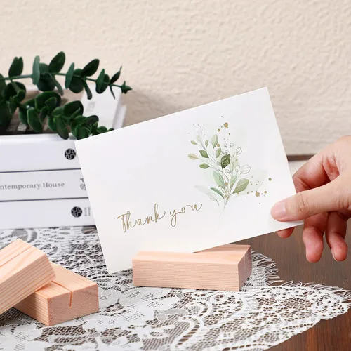 Vista 6 de 12 soportes de madera para colocar lugares de madera para letreros de mesa, soporte para tarjetas de identificación para decoración de eventos