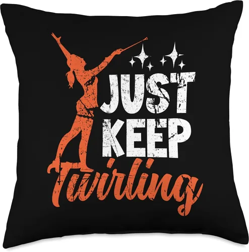 Vista 4 de Majorette Twirling Retro Marching Band Funny Tees Just Keep Baton Twirler Majorette - Almohada de bailarina, 16 x 16 pulgadas, multicolor