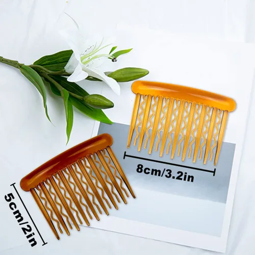 Vista 2 de ELANE 24 piezas de clip lateral de plástico para el cabello con dientes para el cabello, accesorios para el cabello, peine de velo de boda