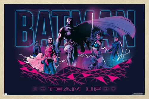 Vista 7 de Trends International DC Comics Batman - Póster de pared, 22.4 pulgadas de largo x 14.7 pulgadas, versión enmarcada en madera de granero