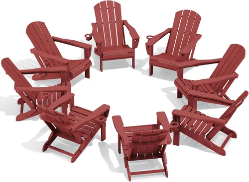 Vista 45 de SERWALL Silla Adirondack plegable ajustable con portavasos reclinable
