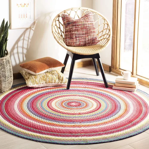 Vista 9 de SAFAVIEH Alfombra lavable para exteriores, colección trenzada de 2.3 x 8 pies, multicolor, hecha a mano y reversible, no desprende pelusa y fácil