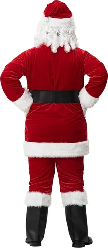 Vista 3 de Sunolga Disfraz de Papá Noel disfraz de Papá Noel traje de terciopelo de Papá Noel 11 piezas de disfraces de Navidad para adultos y hombres sombrero