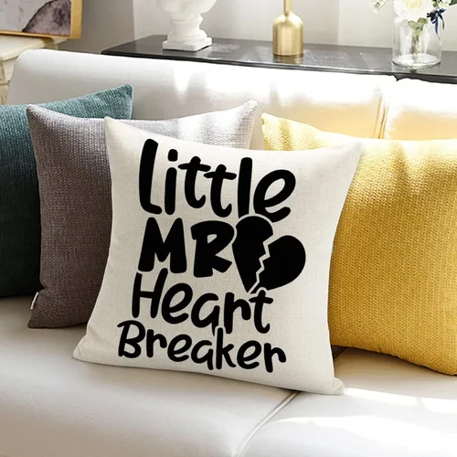 Vista 5 de Funda de almohada Little Mr Heartbreaker - Funda de cojín romántica para el día de San Valentín, boda, compromiso, decoración del hogar, sofá, sala