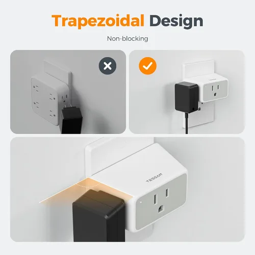 Vista 11 de TESSAN Extensor de toma de pared de enchufe múltiple, 2 paquetes