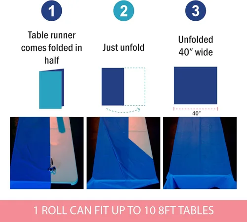 Vista 3 de Rollo de plástico para cubierta de mesa color verde manzana, 40 pulgadas x 100 pies, rollo de plástico resistente para cubierta de mesa de banquetes