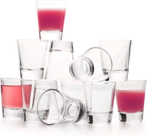 Vista 5 de Gencywe Juego de 6 vasos de chupito con base pesada, vasos de chupito transparentes de 1.6 onzas a granel, pequeños vasos de whisky para vodka