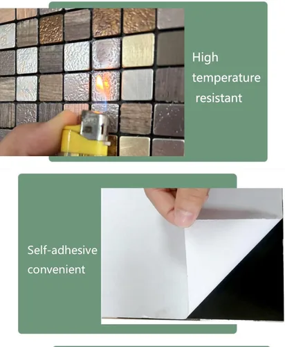 Vista 3 de Azulejos de Respaldo de Metal Despegar y Pegar para Cocina Decoración de Pared 3D Azulejos de Mosaico de Aluminio para Baño, 12"x12"x0.15