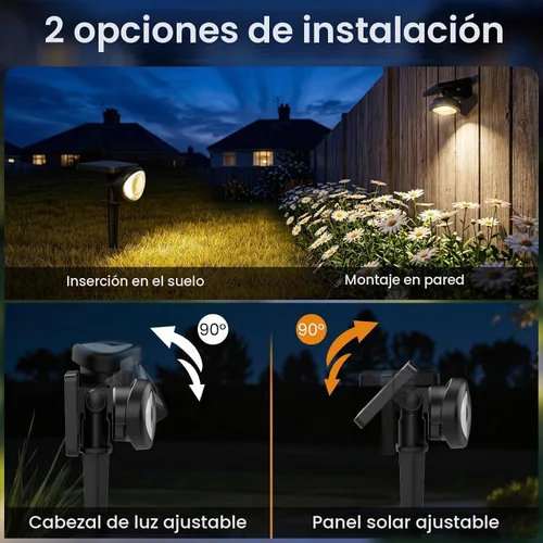 Vista 5 de Luces solares IP67 impermeables para exteriores, 2CCT y luces de paisaje