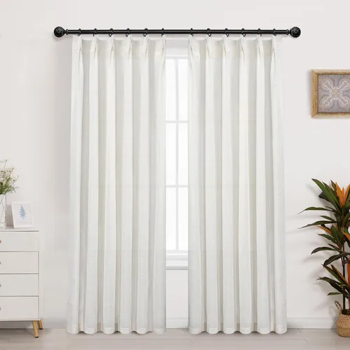 Vista 13 de DriftAway Cortinas plisadas de lino semitransparentes con textura de casa de campo sólidas y rústicas modernas para sala de estar y dormitorio, 2