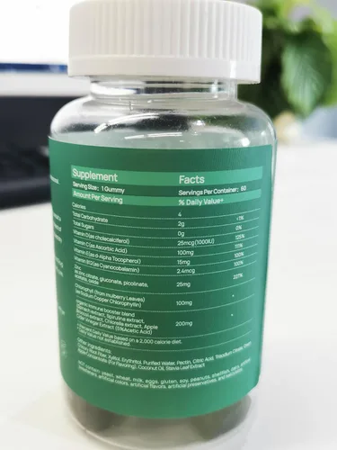 Vista 7 de Gomitas de clorofila para olor corporal, sin azúcar, 120 unidades, suplemento desodorante interno para mujeres/hombres con ACV Chlorella Spirulina