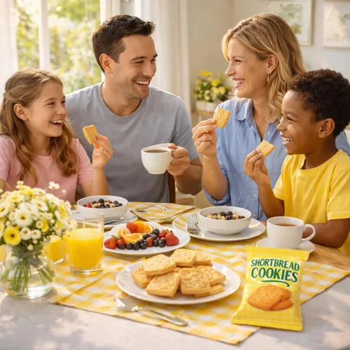 Vista 5 de Galletas de mantequilla gourmet, envueltas individualmente - Desayuno, té, café, escuela, oficina, fiesta, regalo de vacaciones, 30 bolsas