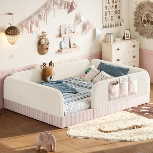 Vista 19 de Bellemave Twin Size Corduroy Upholstered Montessori Floor Bed Frame,Beige