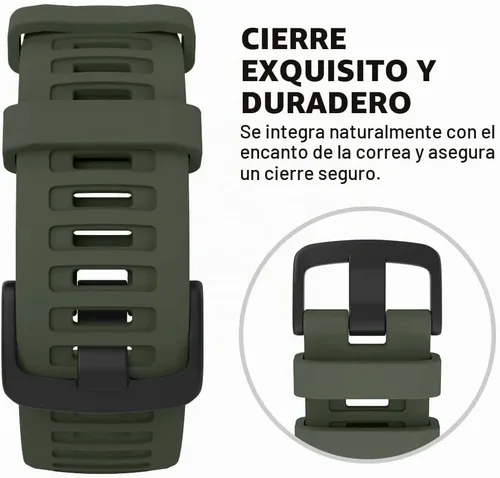 Vista 4 de MoKo - Correa de silicona compatible con Garmin Instinct e Instinct 2 Verde militar