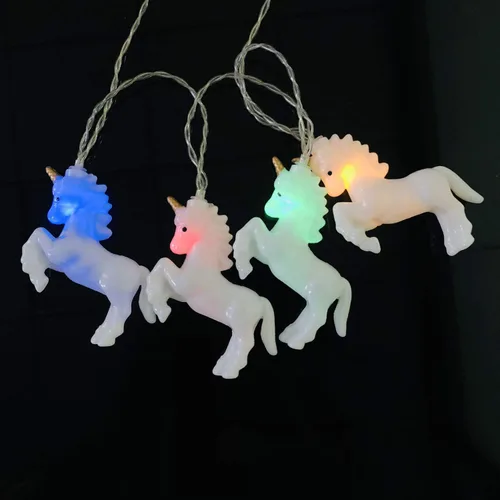 Vista 3 de Guirnalda de luces decorativas de caballo de unicornio para habitación de los niños (4.9 ft/10LED, caballo blanco, luz colorida)