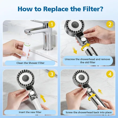 Vista 9 de Filtro de ducha compatible con cabezal de ducha de mano PWERAN, filtros de repuesto de 9 etapas para agua dura, filtrado de iones de alta eficiencia