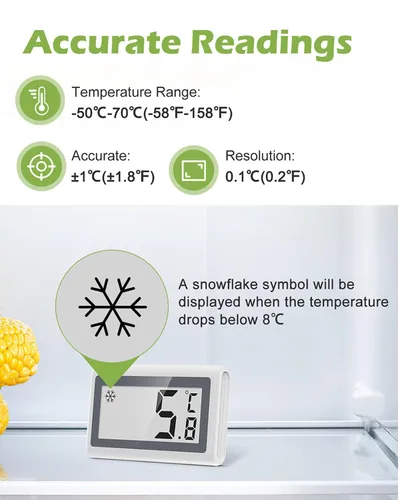 Vista 3 de KeeKit Termómetro para refrigerador, termómetro digital para nevera con pantalla LCD, medidor de temperatura del congelador con interruptor de ℃/℉