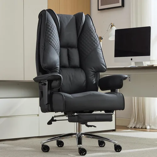 Vista 20 de EXCEBET Silla de oficina grande y alta con reposapiés, silla de oficina ejecutiva de piel sintética con respaldo alto de 400 libras, sillas
