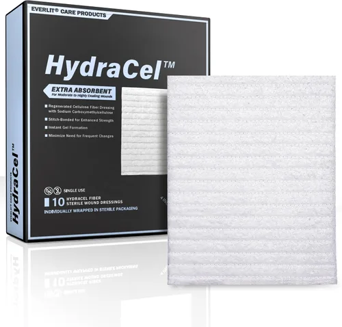 Vista 7 de EVERLIT HydraCel Apósito Hidrofibra estéril de doble capa con costuras Almohadilla avanzada extra absorbente para el manejo de heridas